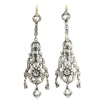 Antique silver Victorian long pendent ear chandeliers with strass stones